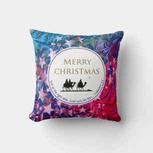 CHRISTMAS STARS Three Wise Men Scripture Throw Pillow