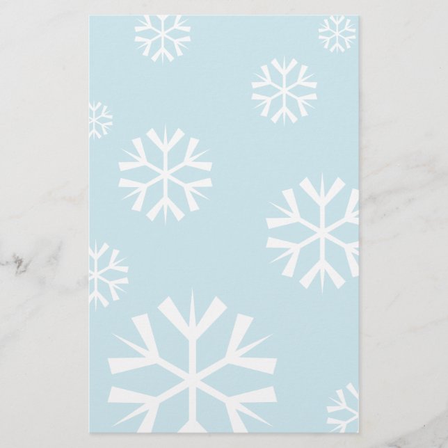 Christmas stationery with white snowflakes (Front)