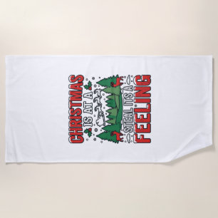 Christmas Steal Its A Feeling Reindeer Sleigh Desi Beach Towel