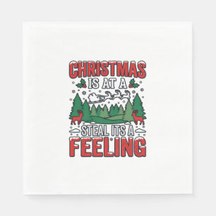 Christmas Steal Its A Feeling Reindeer Sleigh Desi Napkin