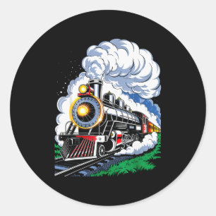 Christmas Steam Engine Train Vintage Conductor Men Classic Round Sticker