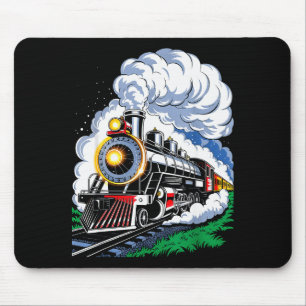 Christmas Steam Engine Train Vintage Conductor Men Mouse Pad