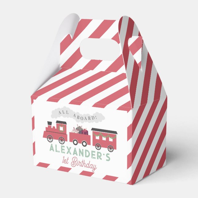 Christmas Steam Train Kids Birthday Favor Box (Front Side)