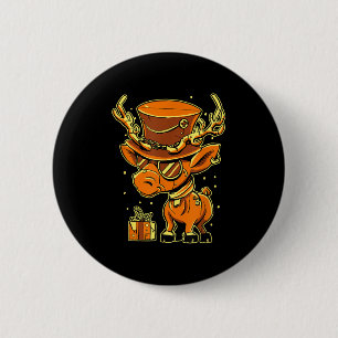 Christmas Steampunk Fancy Dress Reindeer  2 Inch Round Button