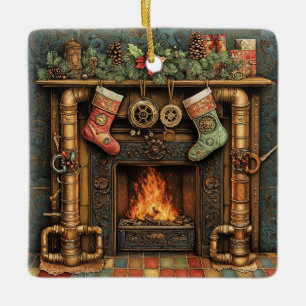 Christmas Steampunk Fireplace Ornament