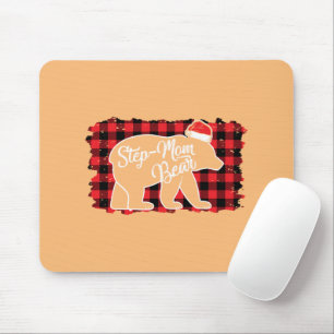 Christmas Step Mom Bear Christmas Red Plaid Buffal Mouse Pad