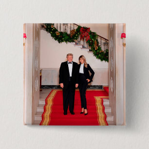 Christmas steps President Donald Trump & Melania 2 Inch Square Button