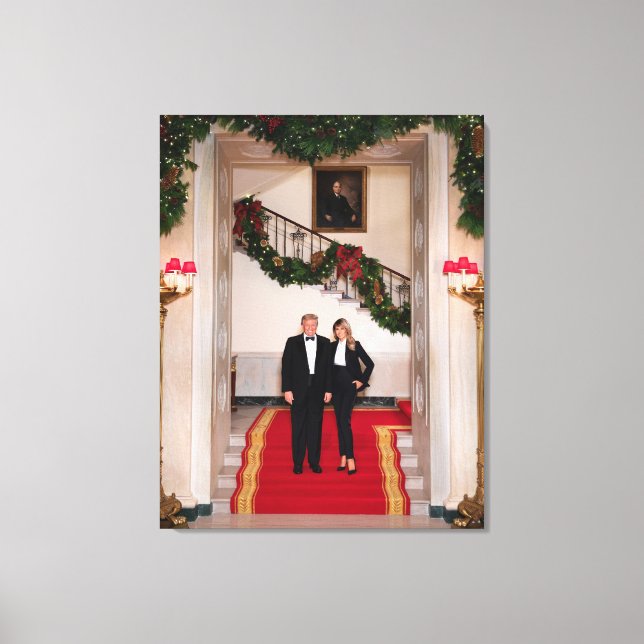 Christmas steps President Donald Trump & Melania Canvas Print (Front)