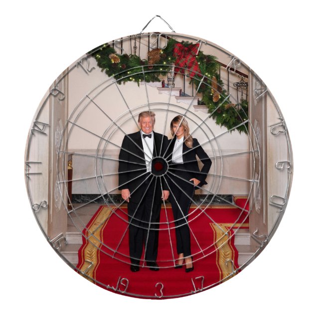 Christmas steps President Donald Trump & Melania Dartboard (Front)