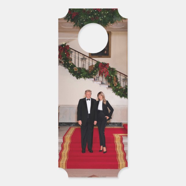 Christmas steps President Donald Trump & Melania Door Hanger (Front)