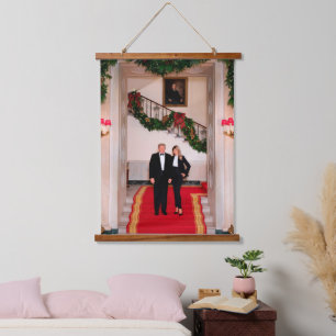 Christmas steps President Donald Trump & Melania Hanging Tapestry
