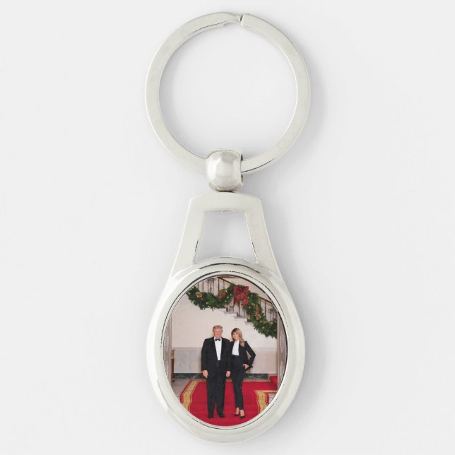 Christmas steps President Donald Trump & Melania Keychain (Front)
