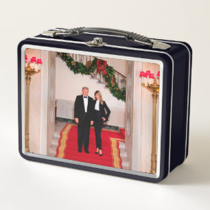 Christmas steps President Donald Trump & Melania Metal Lunch Box
