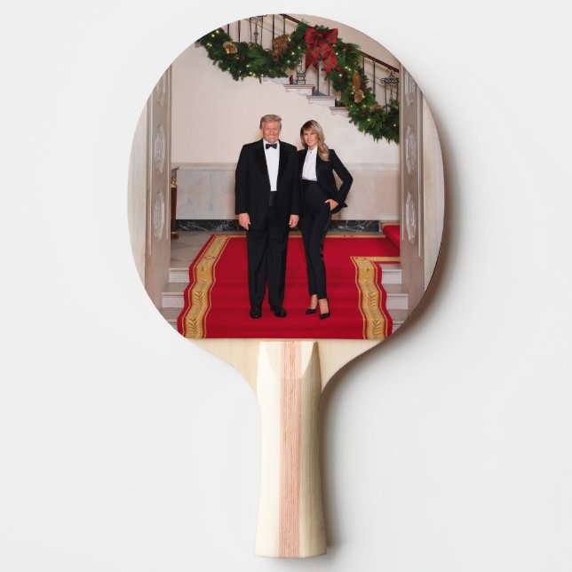Christmas steps President Donald Trump & Melania Ping Pong Paddle (Front)