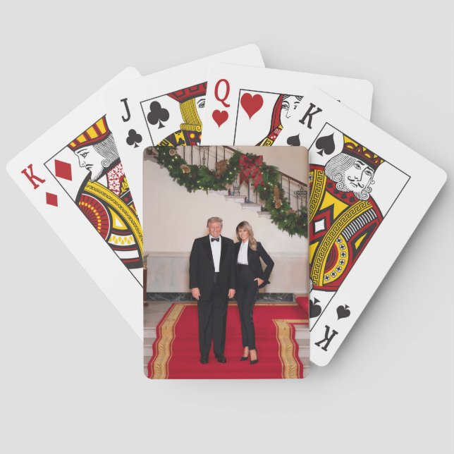 Christmas steps President Donald Trump & Melania Playing Cards (Back)
