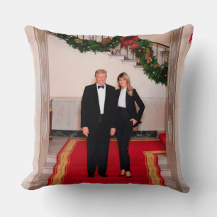 Christmas steps President Donald Trump & Melania Throw Pillow