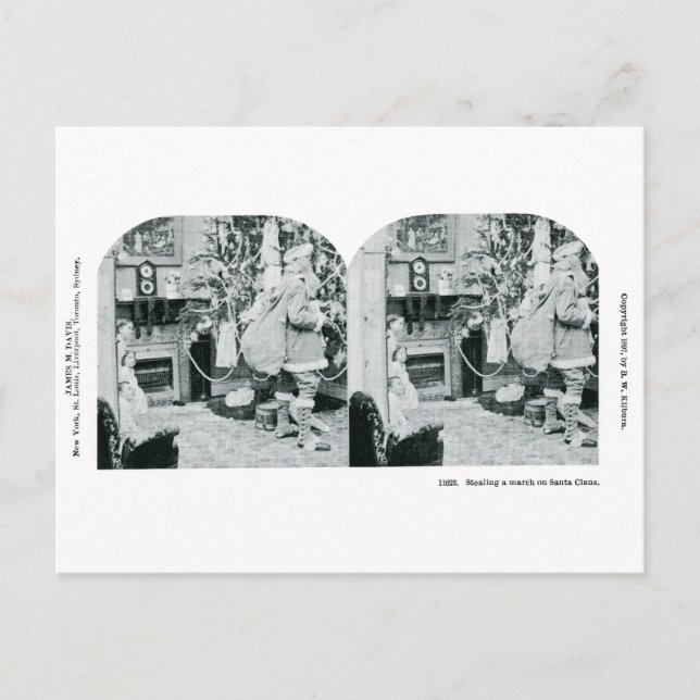 Christmas Stereoview - Vintage Holiday Postcard (Front)