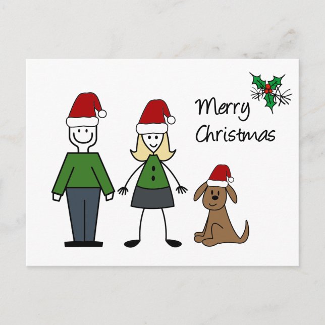 Christmas Stick Figures Holiday Postcard (Front)
