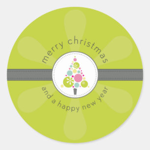 CHRISTMAS STICKER :: modern spotty tree 3