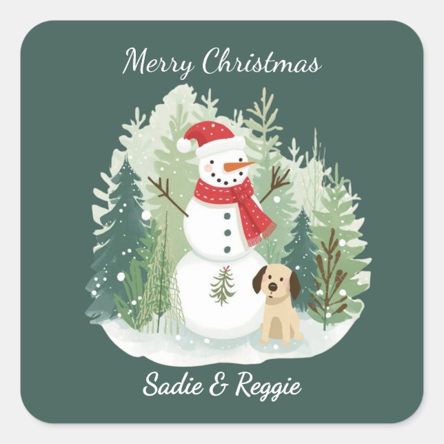 Christmas Sticker - Personalized Santa & Reindeer (Front)