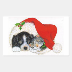 Christmas Sticker/Puppy and Kitten Sticker