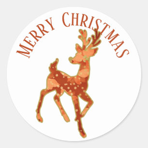 Christmas Sticker/Reindeer/Poinsettia Design Classic Round Sticker