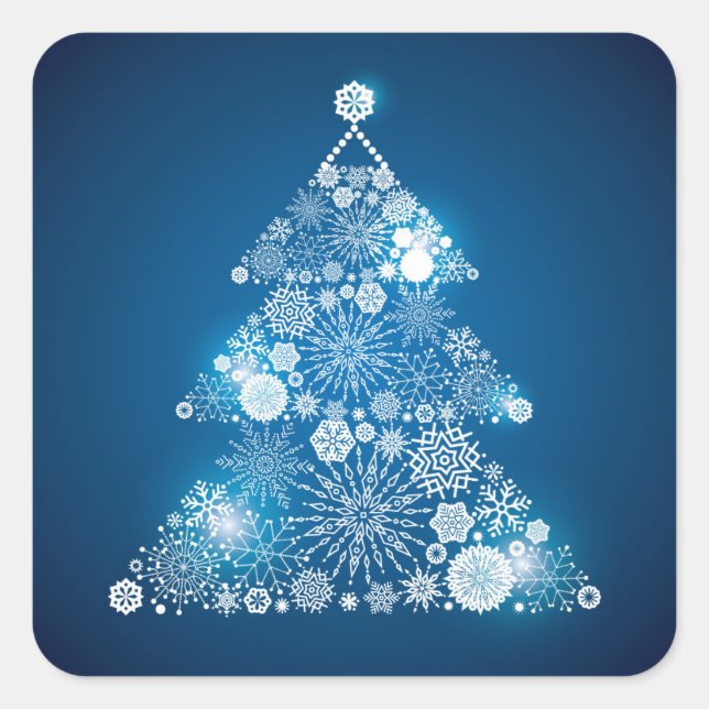 Christmas Sticker-Snowflakes Tree Square Sticker (Front)