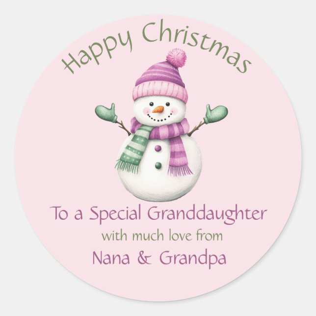 Christmas Sticker to Granddaughter (Front)