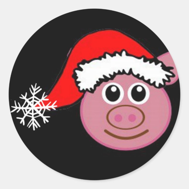 *CHRISTMAS STICKER* WITH **CHRISTMAS PIGGIE** CLASSIC ROUND STICKER (Front)