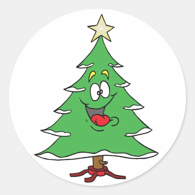 *CHRISTMAS STICKER* WITH **CHRISTMAS TREE PERSON** CLASSIC ROUND STICKER (Front)