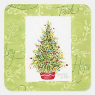 Christmas Stickers Chritmas Tree in Red pot