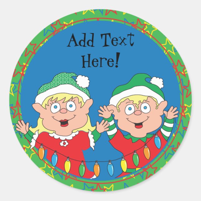 Christmas Stickers Elves. Personalize (Front)