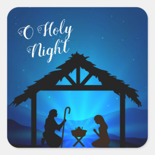 Christmas Stickers-Manger Square Sticker