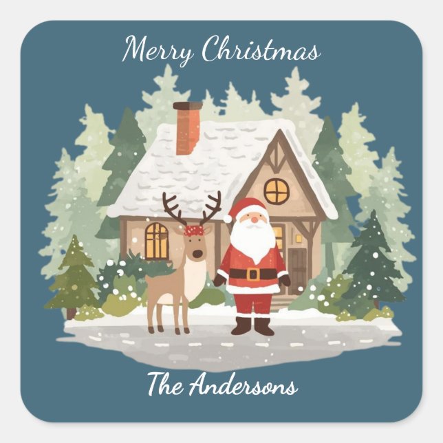 Christmas Stickers Personalized Santa and Reindeer (Front)