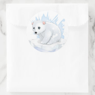 Christmas Stickers-Polar Bear Classic Round Sticker