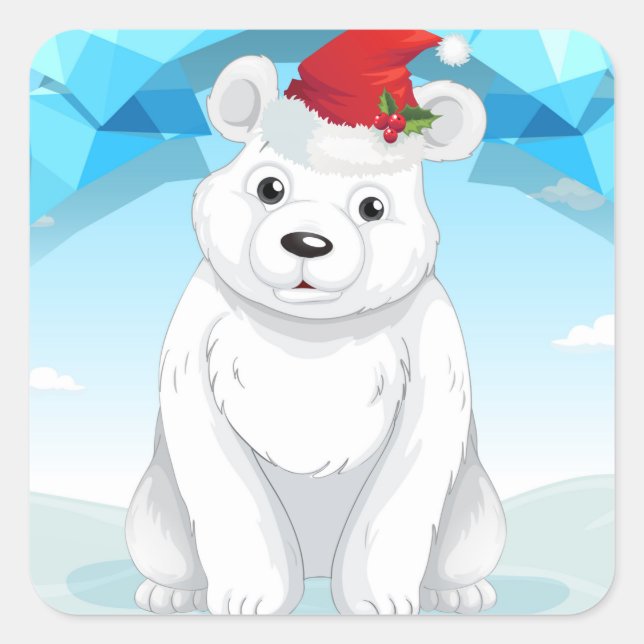 Christmas Stickers-Polar Bear Square Sticker (Front)