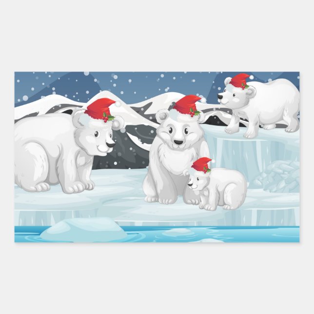 Christmas Stickers-Polar Bears Sticker (Front)
