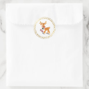 Christmas Stickers-Rudolph Classic Round Sticker