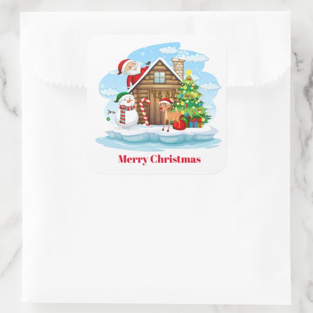 Christmas Stickers-Santa & Gang Square Sticker (Bag)