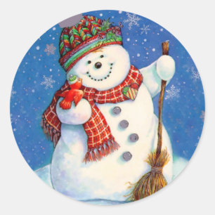 Christmas Stickers/Snowman Classic Round Sticker