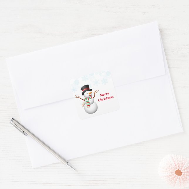 Christmas Stickers-Snowman Square Sticker (Envelope)