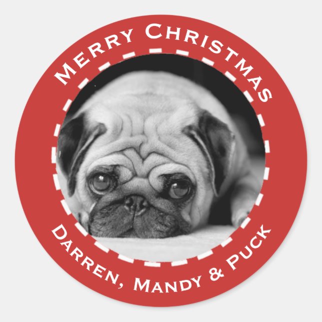 Christmas stickers with photo and your names (Front)