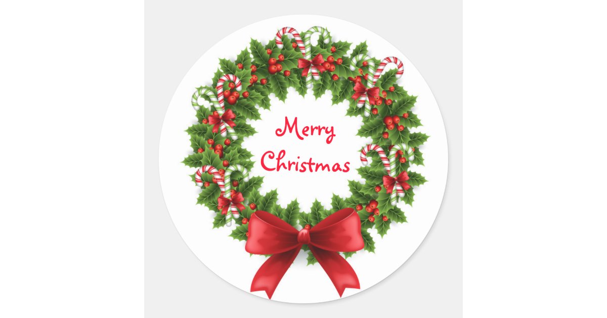 Christmas Stickerswreath Classic Round Sticker Zazzle 4695