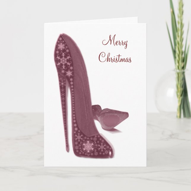 Christmas Stiletto High Heel Shoes Art Holiday Card (Front)