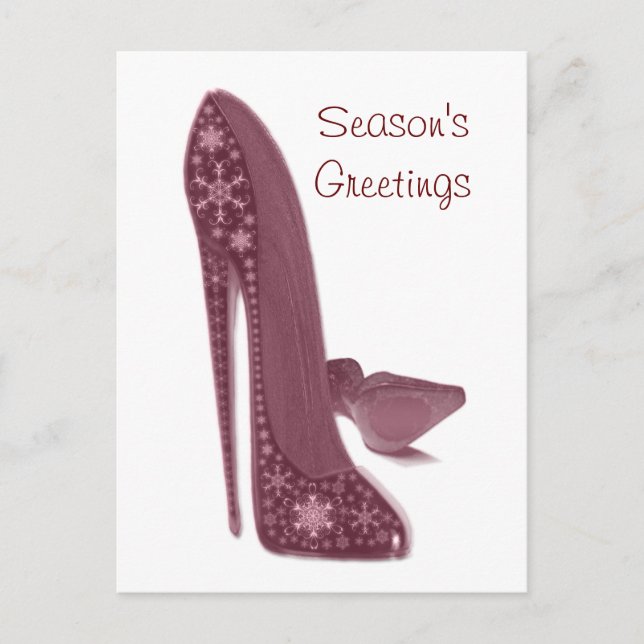 Christmas Stiletto High Heel Shoes Art Holiday Postcard (Front)