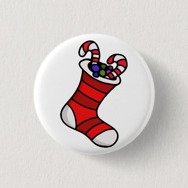 Christmas stocking 1 inch round button (Front)