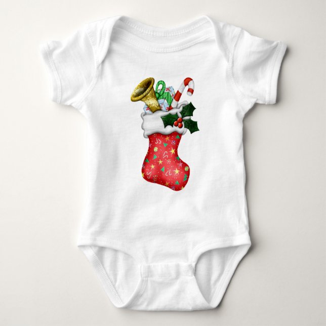 Christmas Stocking Baby Bodysuit (Front)