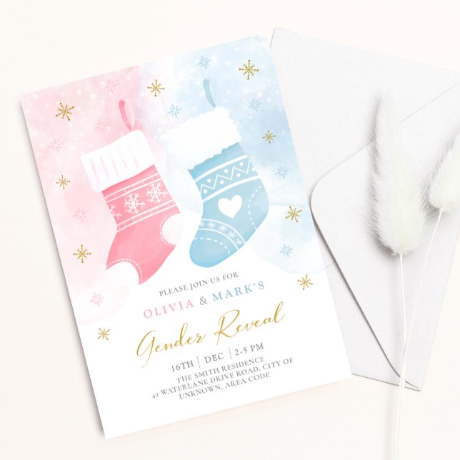 Christmas Stocking Baby Genre Reveal Invitation de (Créateur téléchargé)