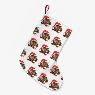 Christmas Stocking Baby Owl In Hat and Gift
