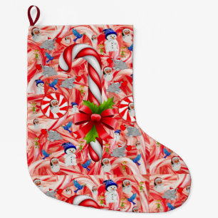 Christmas Stocking, Candy Cane Large Christmas Stocking